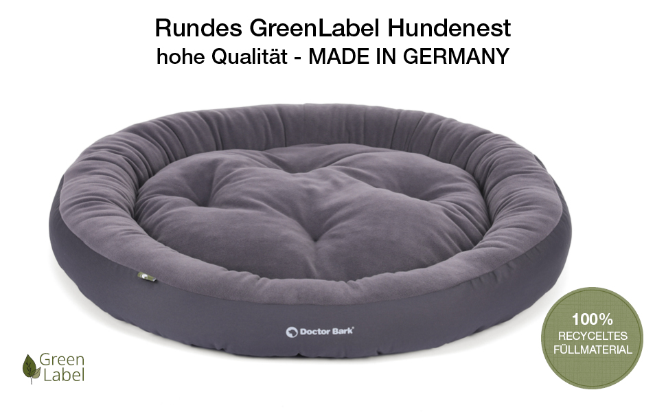 Кругле ліжко для собак середніх порід Doctor Bark GreenLabel, м'яке, плюшеве, з двостороннім подушкою Fleece/Baumwolle, колір кобальтовий (L - 70x60 см)