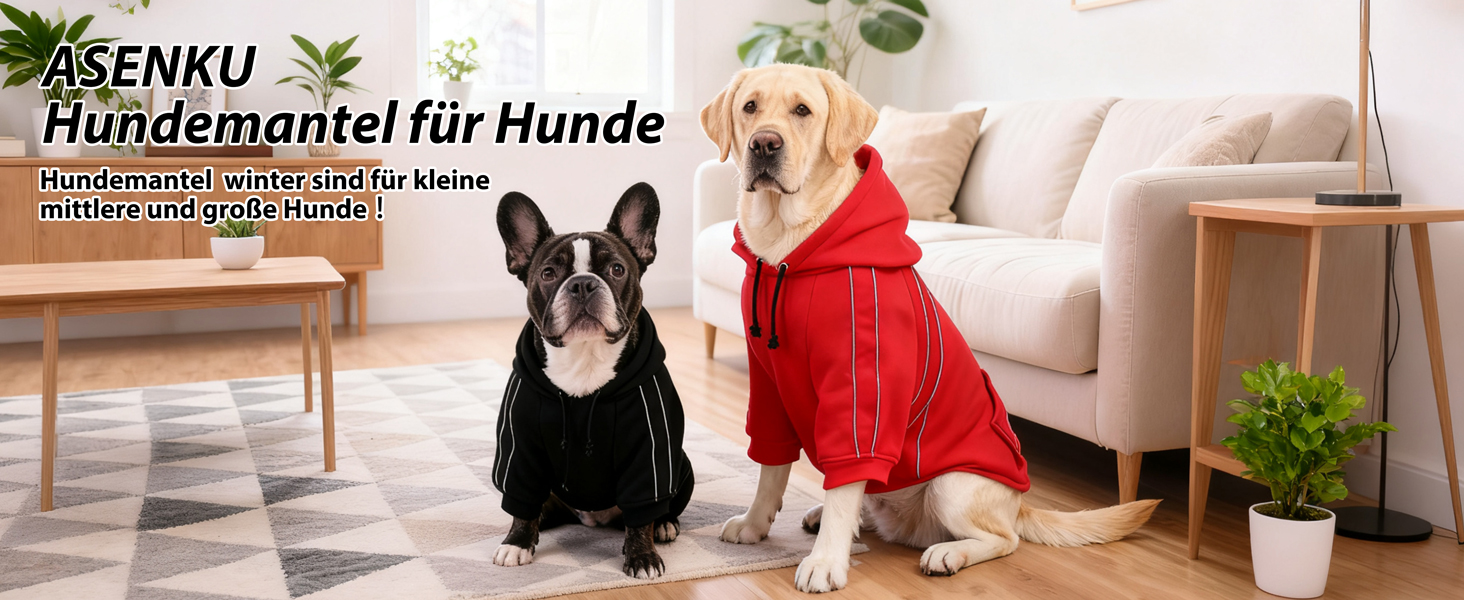 Теплий зимовий пуловер для собак ASENKU з флісу з відбиваючими смугами для маленьких собак XS, толстовка для собак з капюшоном та кишенями, куртка для собак з отвором для шлейки, м'яка та дихаюча зимова одяг для собак XS чорного кольору