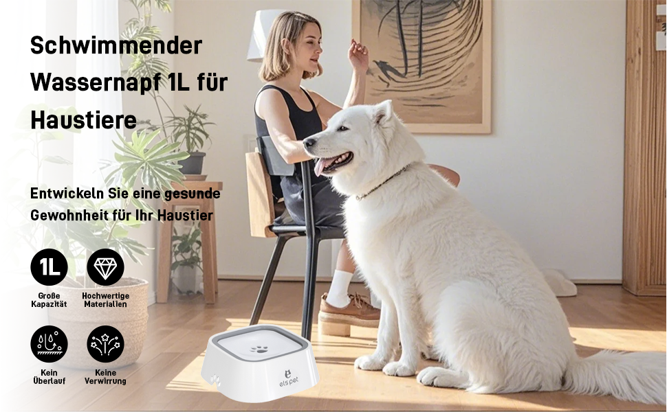 Миска для собак з нержавіючої сталі, 1л, з плаваючою платформою, для подорожей, внутрішнє та зовнішнє використання, сіра