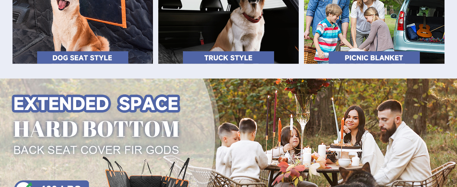 Захист для заднього сидіння автомобіля для собак - килимок для собак з твердим дном, 181 кг, водонепроникний захист сидіння для собак з сіткою, чорна гамак для собак для великих позашляховиків, позашляховиків, чорний з помаранчевим, L (147×75 см)