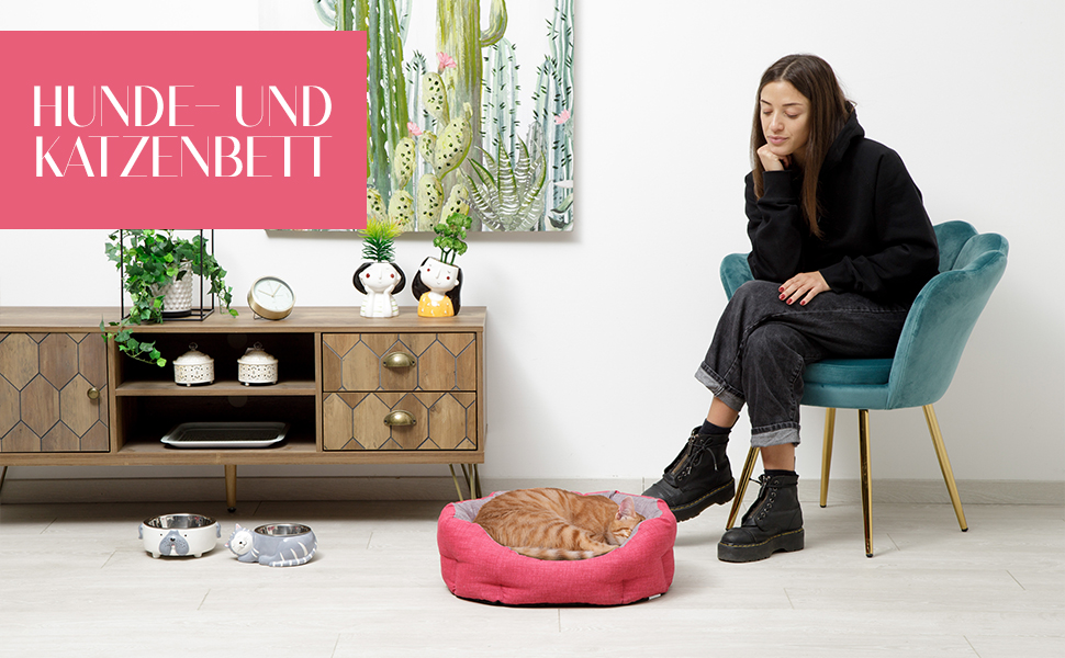 Кругла м'яка лежанка для собак та котів Baroni Home, розмір M, 45x55 см, сіра та фуксія, для дому