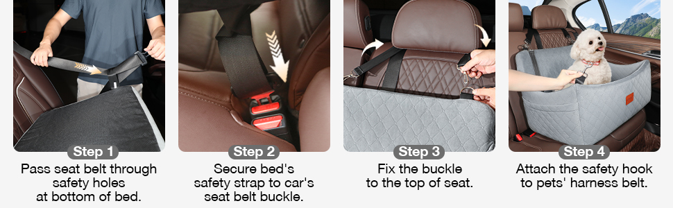 Автокрісло для собак, велике, чорне: м'яка підстилка з Memory Foam, антиковзаюче дно, кріплення для ременя безпеки, легко встановлюється