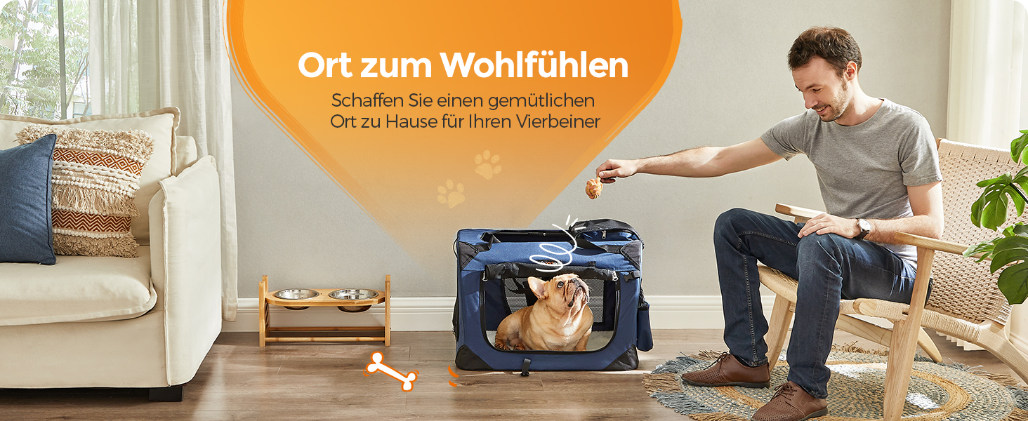 Клітка для собак Feandrea, переноска для собак XL, 81 x 58 x 58 см, з металевим каркасом та ручками, дихаюча, з кишенями