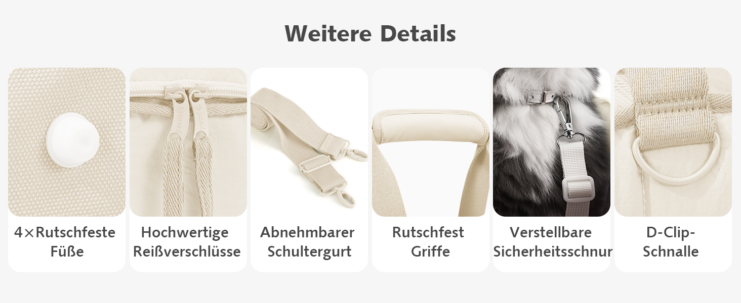 Транспортна сумка для собак Pecute, 4 кг, кремового кольору. Легка, складна переноска для собак та котів, ідеальна для подорожей