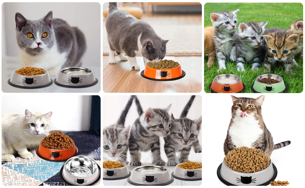 Набір мисок для котів Katzennäpfe: 4 шт. з нержавіючої сталі, протиковзкі, для води та корму, підходить для котів та цуценят