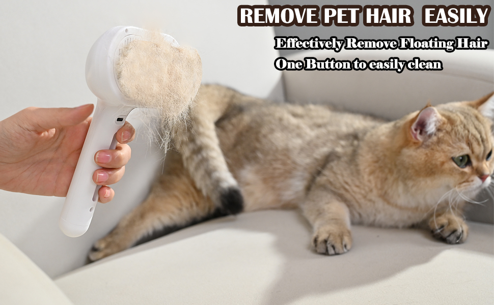 Парова щітка для котів, самоочисна щітка для догляду за собаками, легко очищається, видаляє статичну та літаючу шерсть, розпилювальна щітка для котів та собак білого кольору