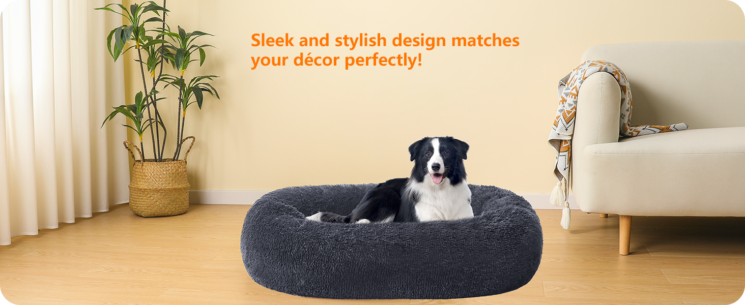 Ортопедичне ліжко для собак, кругленьке, подушка, диван для собак та котів, донат, м'яке, корзина для собак, можна прати, діаметр 90 см, темно-сірий, розмір 90 x 90 x 20 см, темно-сірий