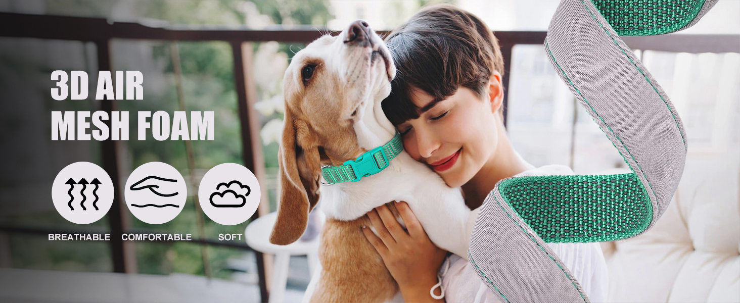 Відбиваючий нашийник для собак Didog з пряжкою, регульований, м'який неопрен, з підкладкою, нейлон, для маленьких, середніх та великих собак, чорний, L: обхват шиї 33-56 см, чорний