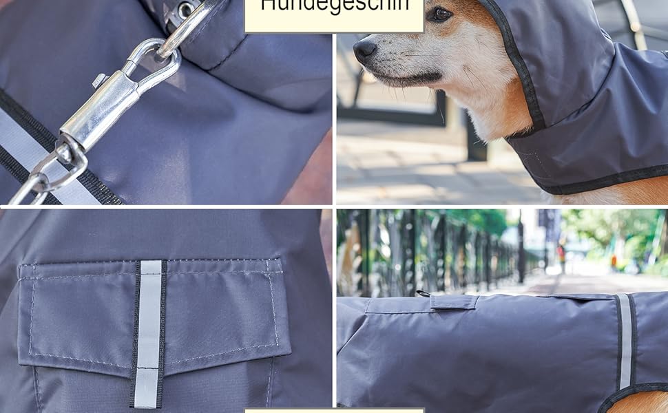 Водонепроникна куртка для собак KoKoBin з капюшоном, світловідбиваюча, XXL, коричнева