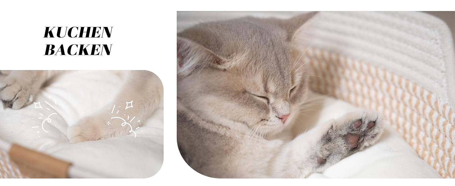 Килимок для котів CheerPals з подушкою, 47 см, бавовняне плетене ліжко, для сну, універсальний, підходить для всіх котів