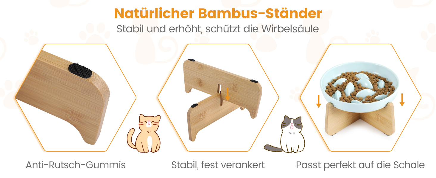 Миска для котів Happy Hachi з підняттям, кераміка, повільне годування, антиковзаюча, для котів та маленьких собак (зелена)