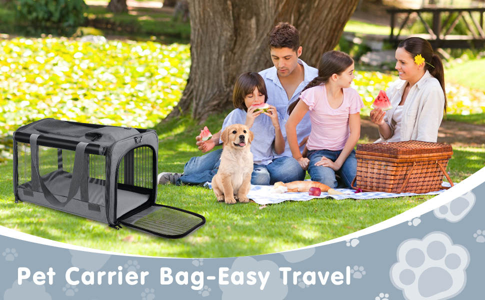 Транспортна сумка для кота та собаки Qoosea, складана переноска для домашніх тварин з регульованим плечовим ременем, сітчаста переноска для котів та собак малого та середнього розміру, сіра