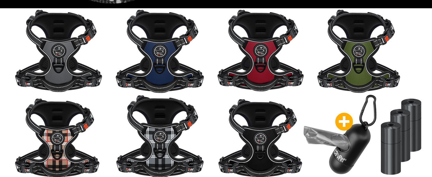 Шлейка для собак LOVPET® без натягу та тяги для маленьких собак та цуценят, дихаюча та м'яка, світловідбиваюча | Безперетягувальна шлейка з ручкою та рулонами для відходів | Регульована шлейка Navy Blue - L Navy Blue