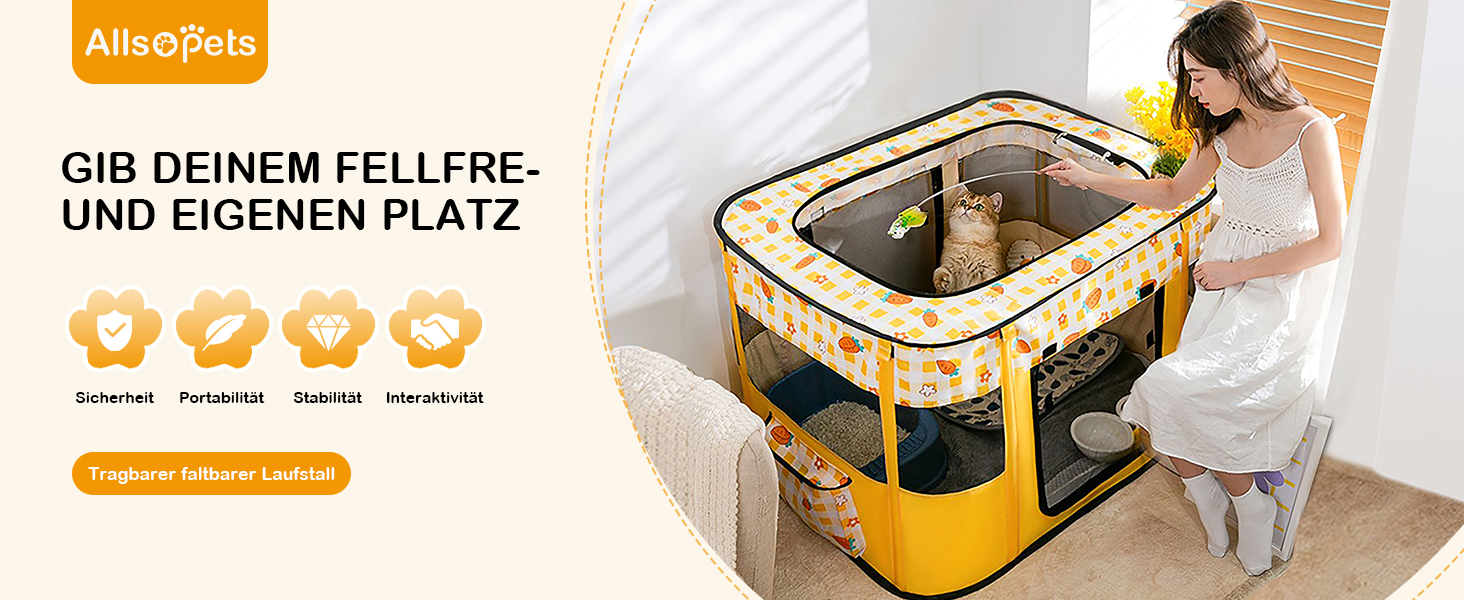 Портативний вольєр для цуценят та котів ALLSOPETS, XXL, для дому, вулиці, подорожей, з сумкою