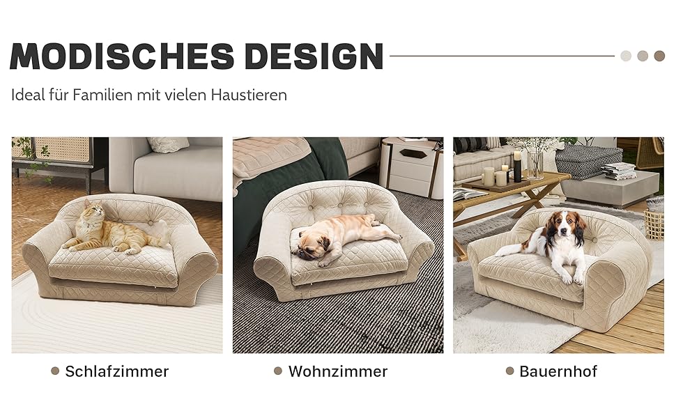 Софа для собак, розкішна лежанка для домашніх тварин знімним чохлом, м'яка та зручна підстилка для собак та котів середніх та маленьких порід