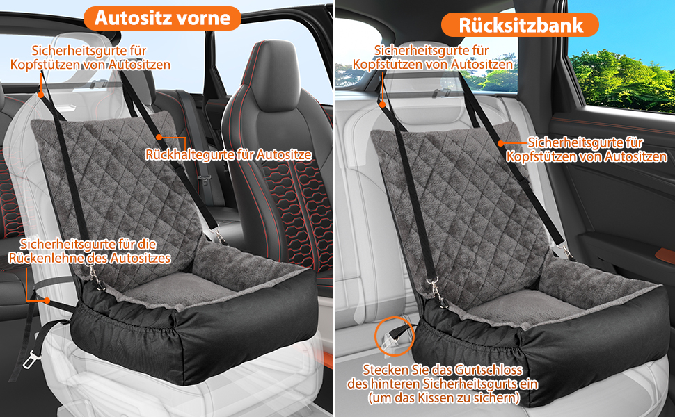 Автокрісло для собак SIVEIS – зручне ліжко з кишенею, чорне