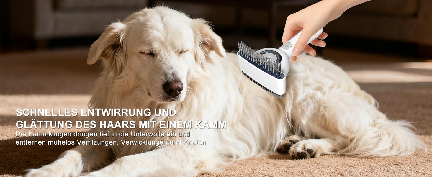 Двостороння щітка для підшерстка та парова щітка для собак та котів з 2 рівнями розпилення, широка розпушувальна щітка для довгошерстих тварин з ковтунами, інструмент для догляду та масажу