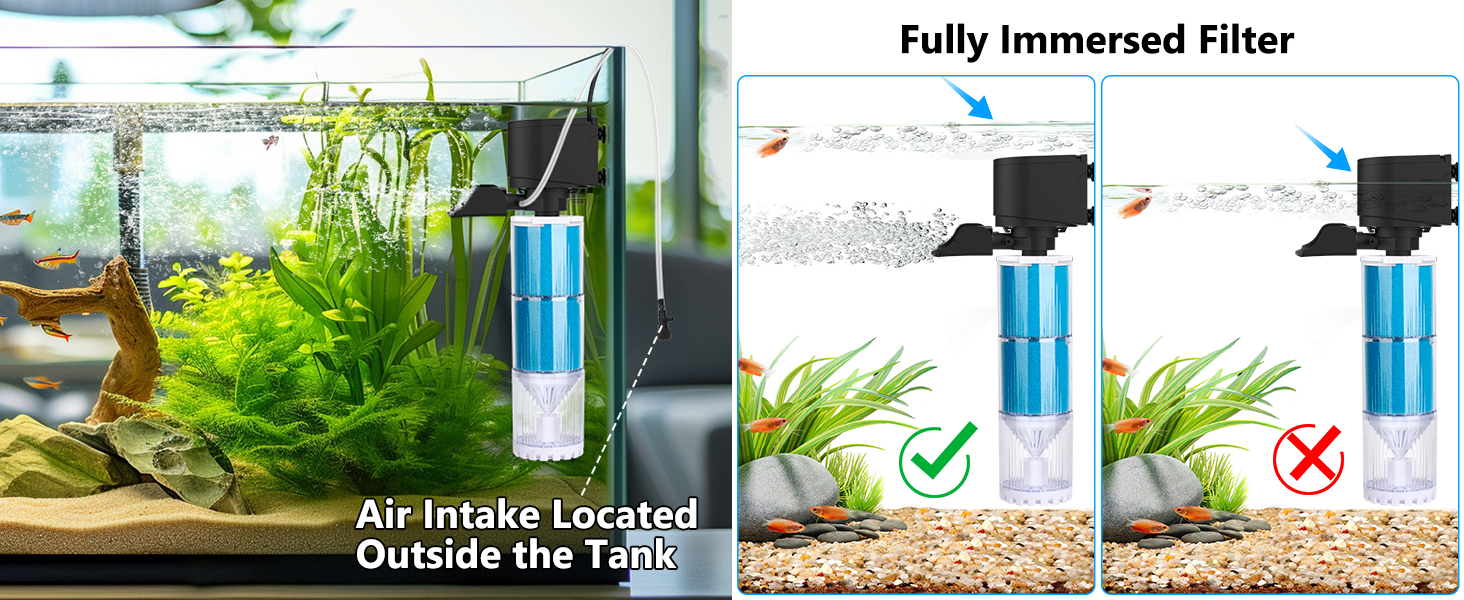 Акваріумний фільтр Fishkeeper 10W, 570 л/год: внутрішній фільтр з регулюванням потоку, 4-в-1, тихий, для акваріумів 60-300 л, легко миється