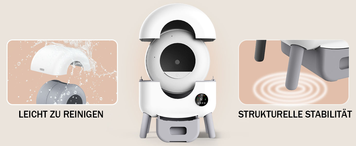 Автоматичний лоток для котів з самоочищенням, 100л, з керуванням через додаток, захист від защемлення, знімний контейнер для сміття, для кількох котів