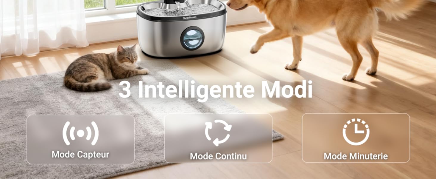 Фонтанчик для собак 5л з нержавіючої сталі з LED-сенсором та 4-шаровою фільтрацією, також підходить для котів. Бездротовий, 4000mAh