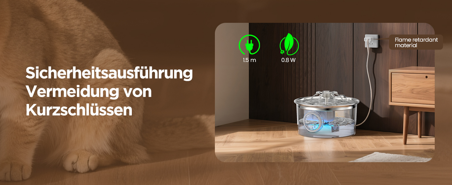 Турнік для котів з нержавіючої сталі Katzenbrunnen: фонтанчик для води, 2.6л, дисплей рівня води, дизайн водоспаду, підходить для собак та котів