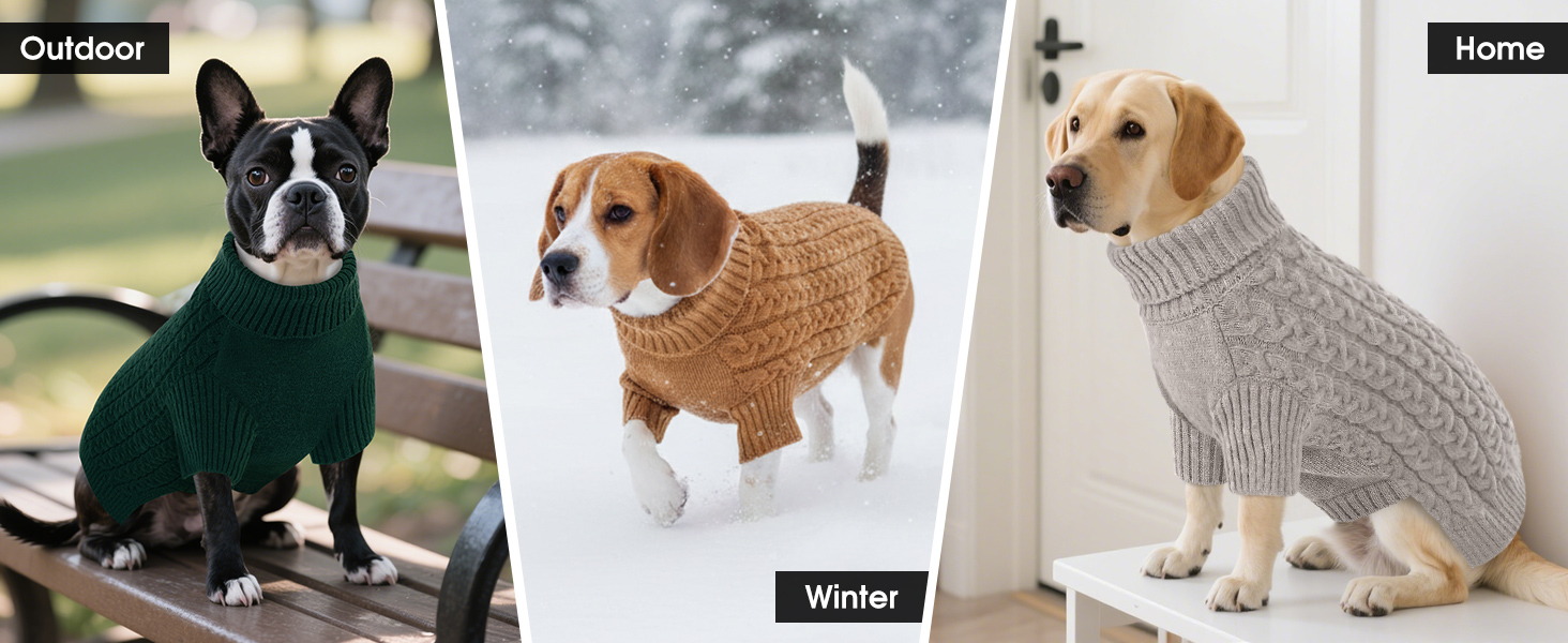 Теплий зимовий пуловер для собак S, ASENKU, з отвором для повідка, з м'якою горловиною, для Чихуахуа, Французького бульдога, зелений