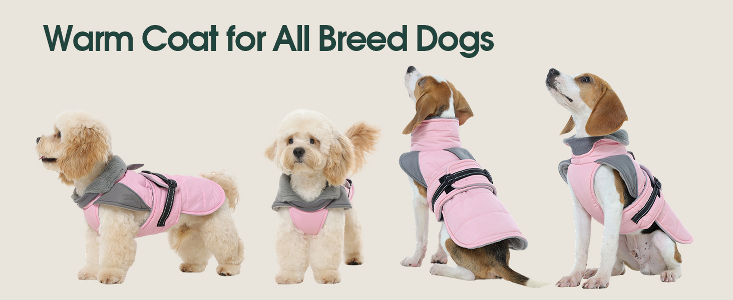 Водонепроникна та вітронепроникна куртка для собак Kuoser, теплий зимовий халат для великих собак, рожева XL