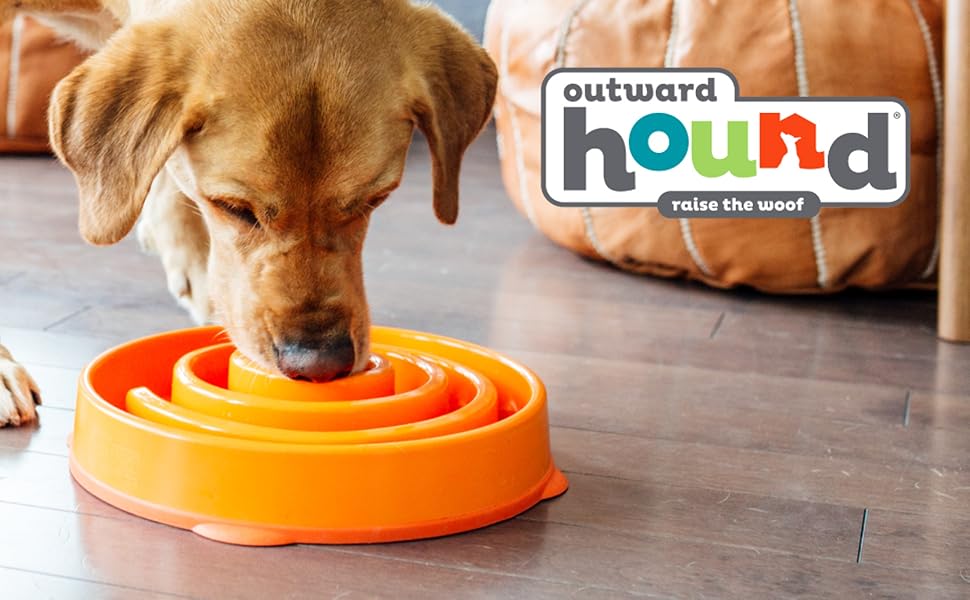 Antischlingnapф Outward Hound для собак - великий, Slow Feeder, запобігає здуттям, нековзний, міцний, оранжевий (Fun Feeder L Orange)