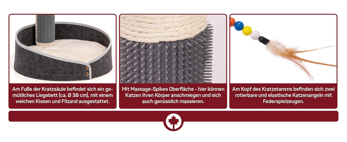 Котячий стовпчик для котів Lilly - інтерактивна іграшка для самостійних занять | 78 см | 33 x 33 x 80 см