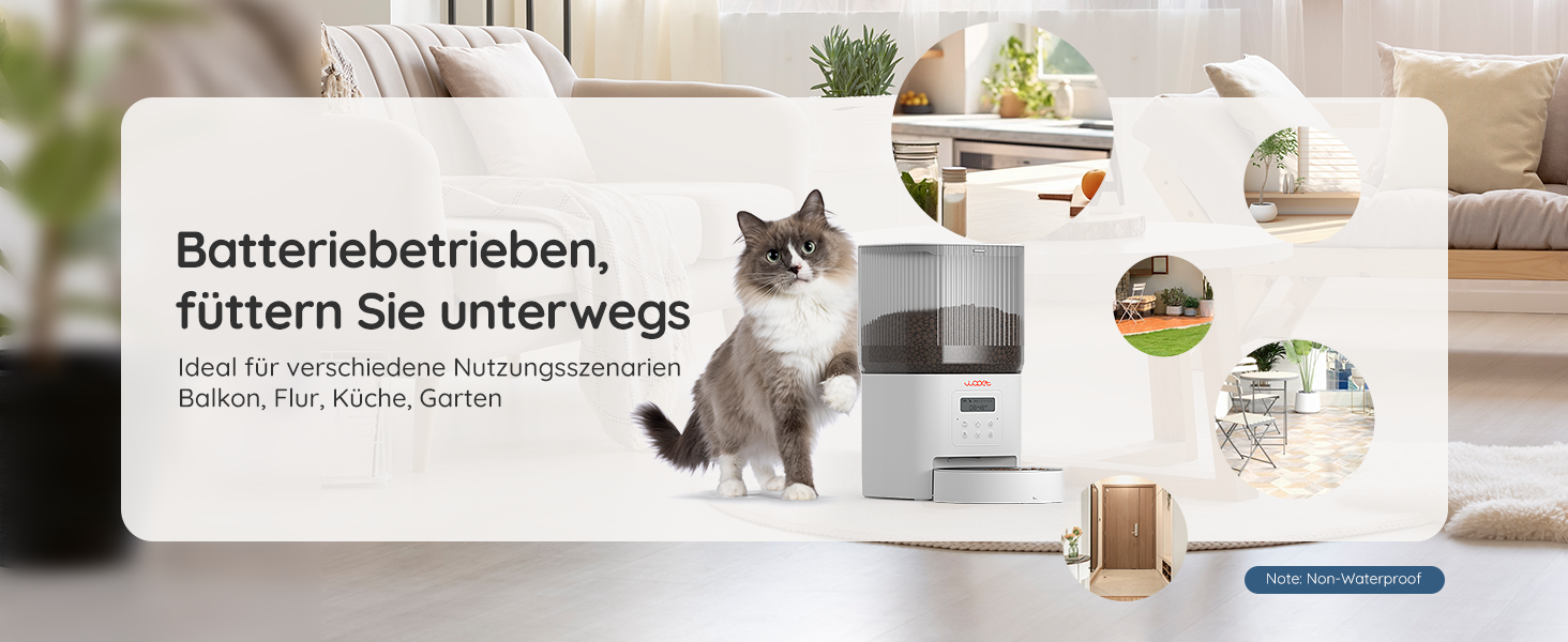 Автоматичний кормушка для котів WOPET 4L: програмування, 180 днів роботи, сталева миска, білий колір