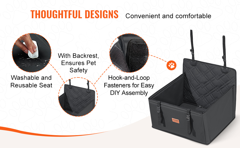 Автокрісло для собак VEVOR - водонепроникне, з підставкою, для собак до 22 кг (S, чорний)