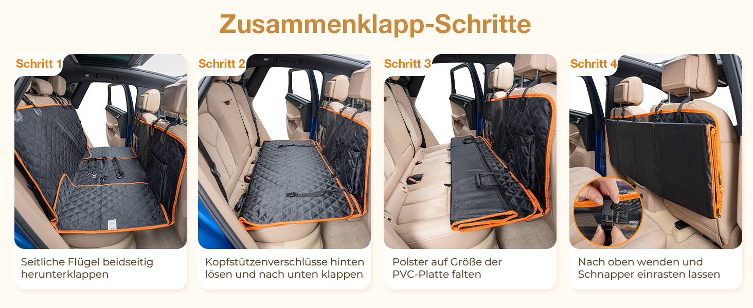 Накладка на сидіння автомобіля для собак Pecute, чорно-помаранчевий, до 150 кг, для подорожей