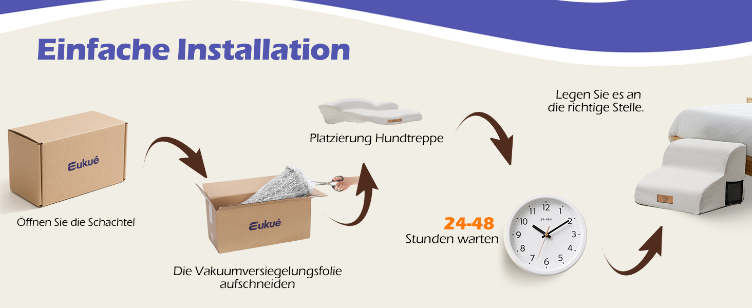 Сходинка для собак Eukue з 5 ступенів, складана, для маленьких та великих собак, з антиковзким покриттям, для ліжка, дивану (біла)