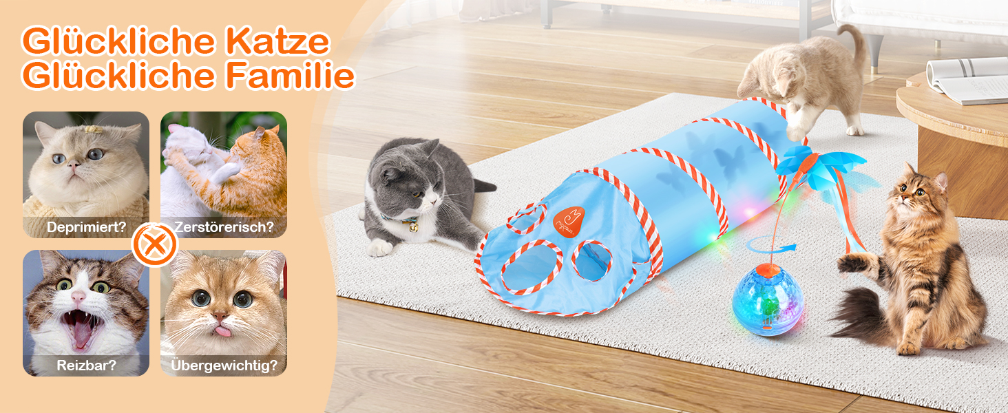 Інтерактивна іграшка для котів Migipaws 2-в-1: електричний м'ячик у тунелі, програмоване управління, іграшка-піймалка метеликів 2.0