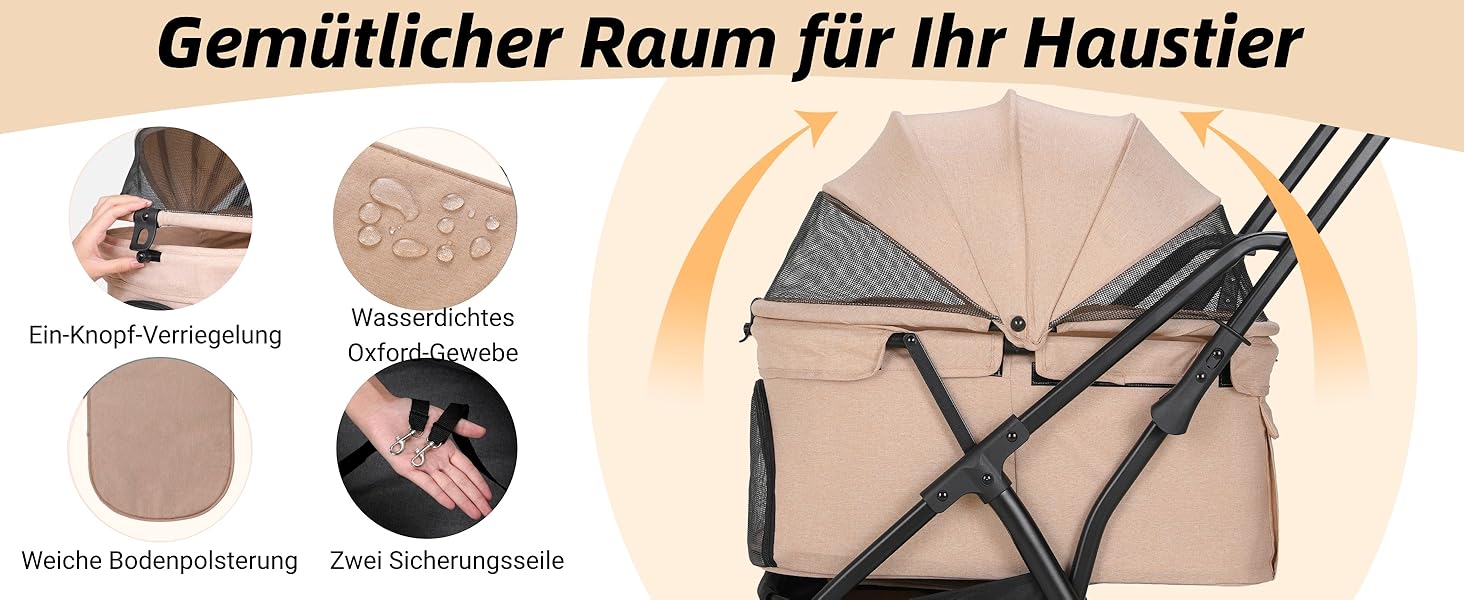 Візок для собак та котів MAMIZO, складаний, до 20 кг, рожевий