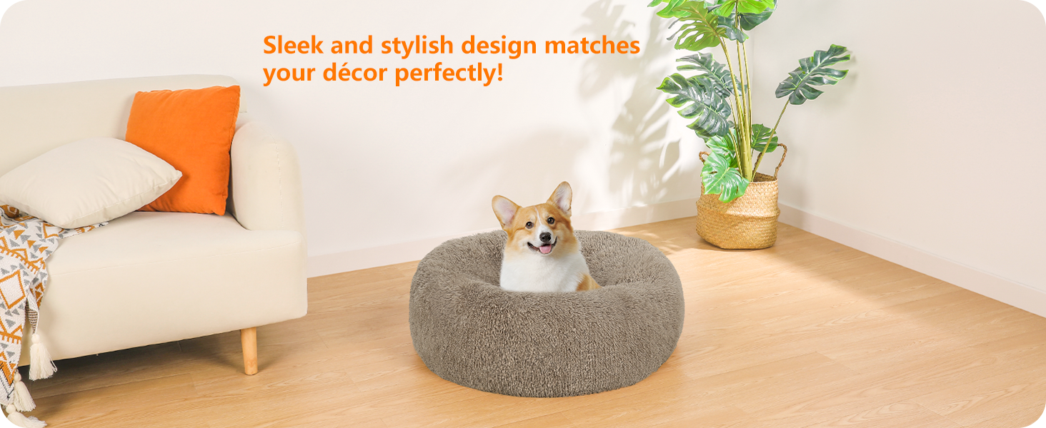 Ортопедичне ліжко для собак, круглий пуф-кіготь, софа для котів та собак, м'який кошик для собак, 70 см Ø, верблюжий колір, розмір 70x70x20 см