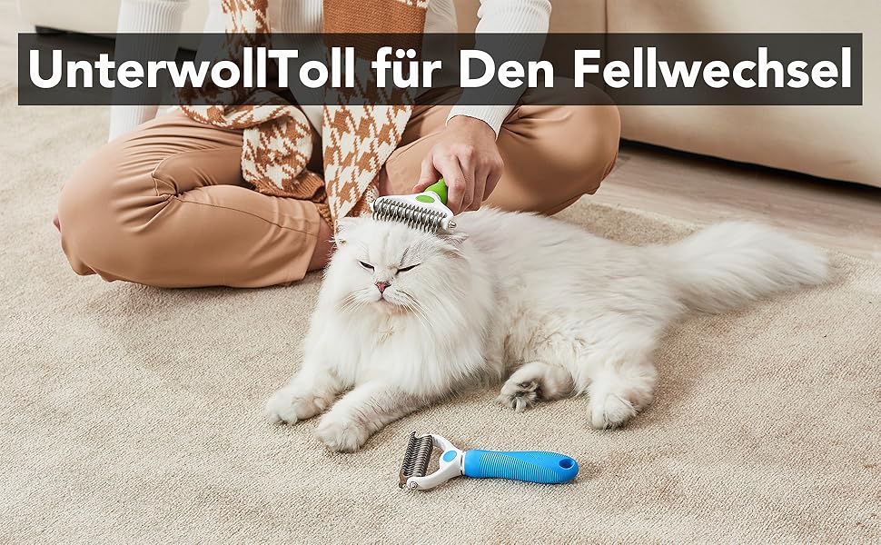 Двостороння щітка для собак та котів з довгою шерстю, видаляє підшерсток та ковтуни. Професійна щітка для грумінгу домашніх тварин (Блакитна)