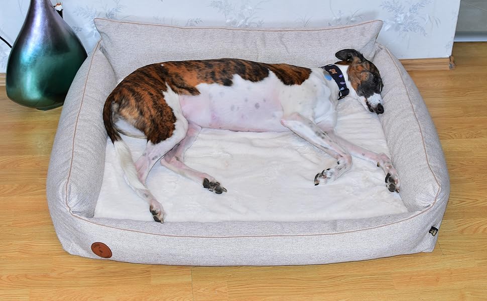 Лягу для собак середнього розміру, ортопедична матрац для собак, м'яке ліжко для тварин з капюшоном, неслизьке, пральне, з блискавкою (Бежевий, 70 x 60 x 8 см)