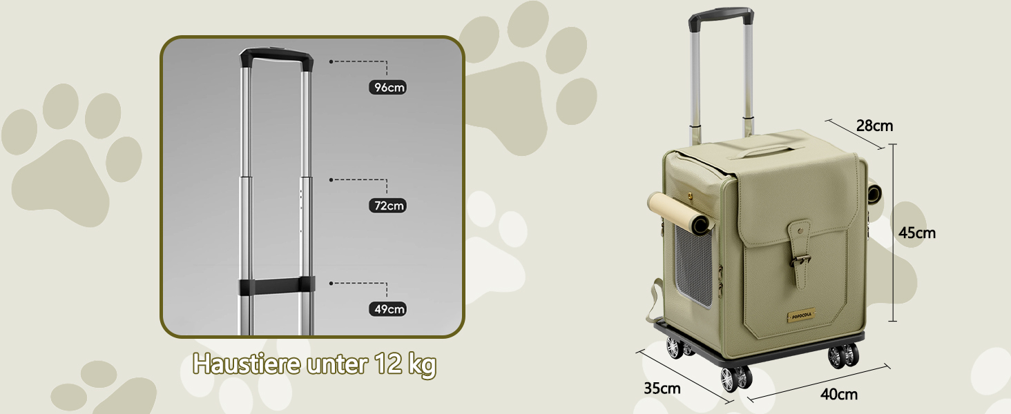 Рюкзак для тварин Galatée з колесами, візок для домашніх тварин, сумка для подорожей з собакою знімні колеса, рюкзак для собак з сітковими вентиляційними вікнами (білий)