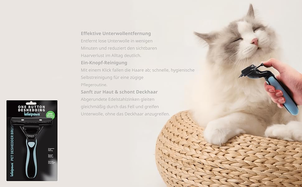 Щітка для собак та котів - для видалення підшерстя та линяння, самоочисна, ергономічна, проти ковзання