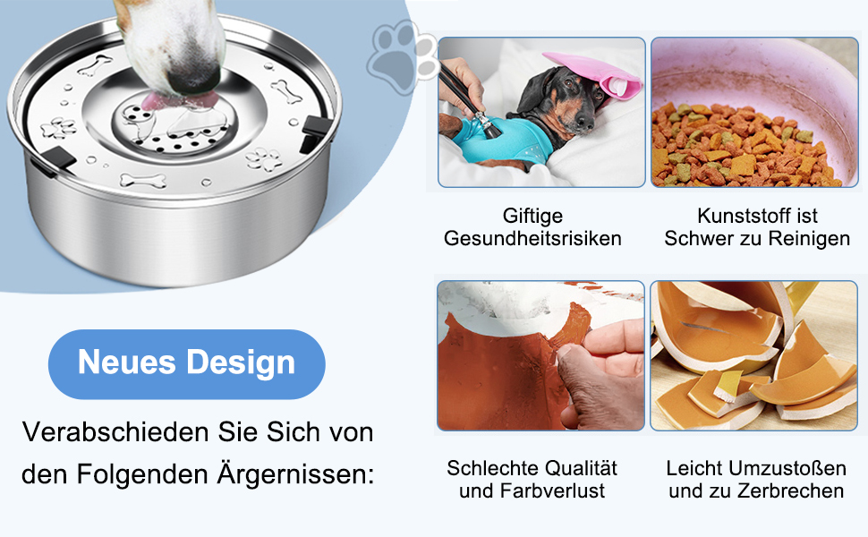 Миска для собак 3L без розливання, нержавіюча сталь, плаваюча годівниця, протиковзаюче дно, для цуценят та кошенят, здорове пиття