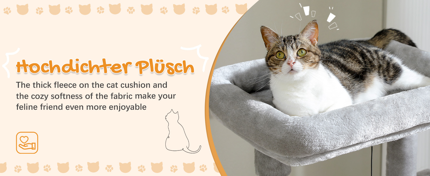 Комплекс для котів PAWZ Road з металевим гамаком, будиночком та 6-ярусними полицями, сірий, 143 см