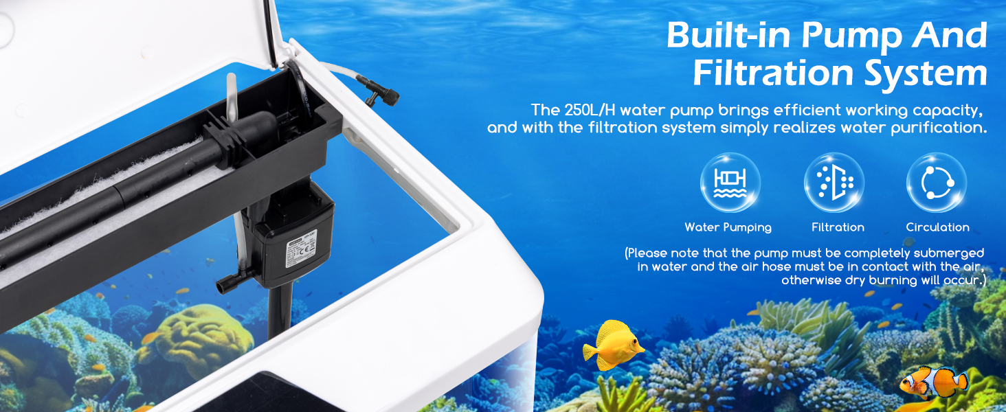 Акваріум Nobleza 54L Комплект: нано-акваріум з LED-підсвічуванням та фільтром, білий