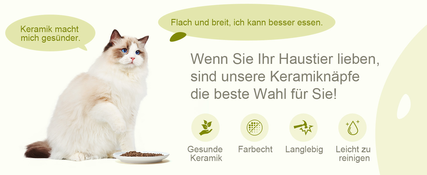 Набори мисок для котів SPUNKYJUNKY 3 шт. з кераміки. Миски для корму котів (білий, чорний, світло-коричневий, глибокі)