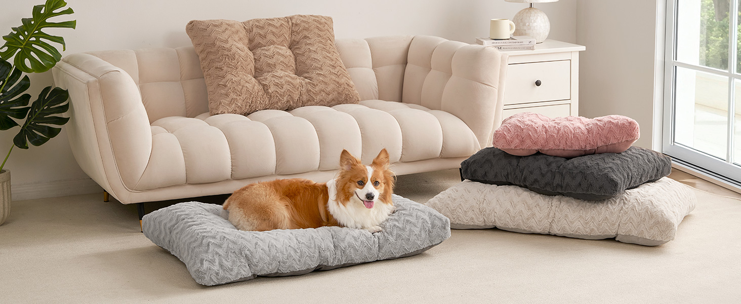 Килимок для собак великих порід EHEYCIGA, 104x68 см, XL, коричневий, з штучним хутром та льоном