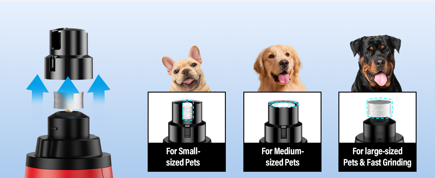 Шліфувальник кігтів для собак Casfuy Smarter Krallenschleifer 6-ступінчатий з LED-підсвіткою, тихий, перезаряджається, для собак та котів великих, середніх та малих порід (червоний)