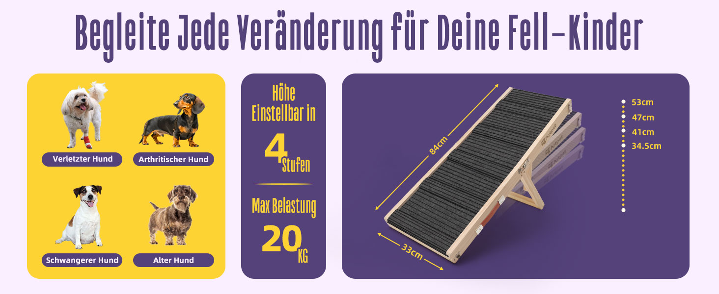 Рампа для собак Extra Lange 190 см – розкладна, для великих собак, до 90 кг (зовні), до 20 кг (всередині), для SUV, Kombi та автодому