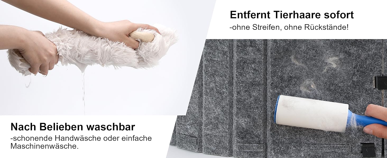 Ліжко для котів FUKUMARU, сіре овальне ліжко-диван з м'яким штучним хутром, філц, 61 см