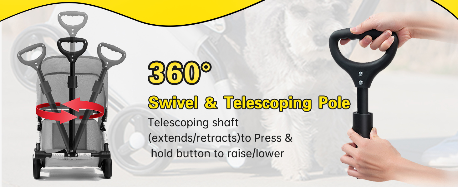Візок для собак Loyimioo Mini - чорний, складний, з UV-захистом та поворотним ручками, для маленьких та середніх собак