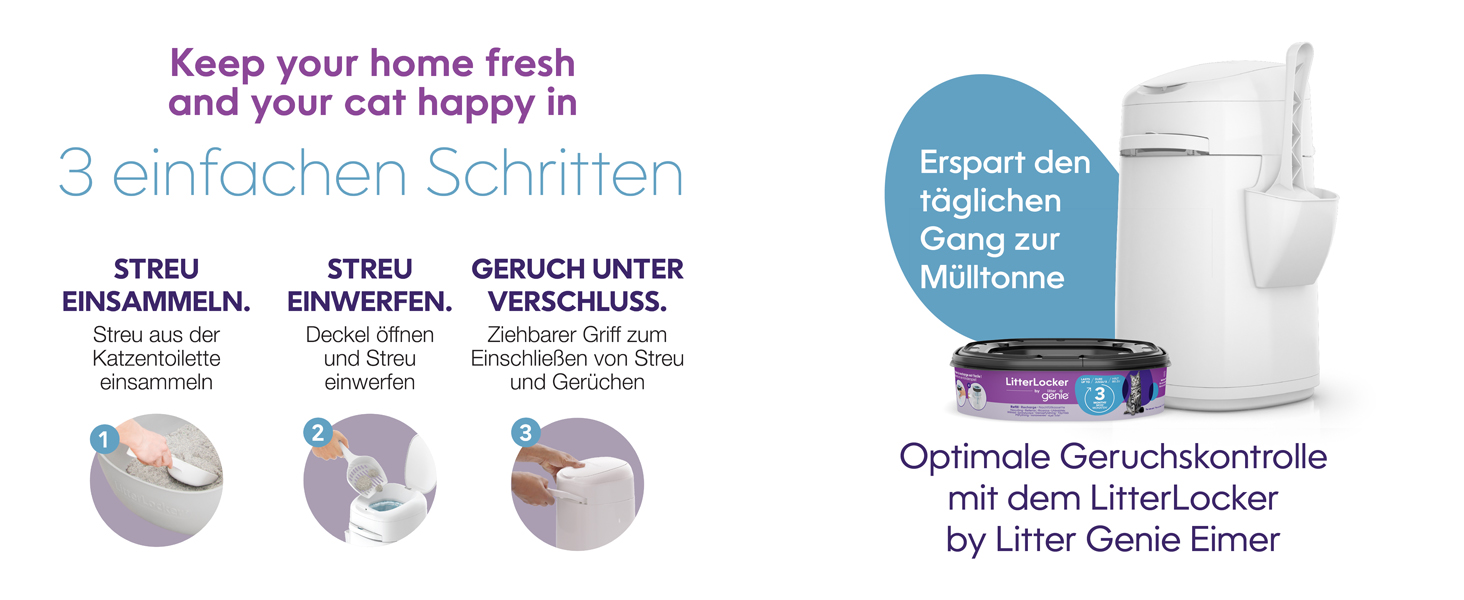 ЛиттерЛокер від Litter Genie, оригінальний контейнер для котячого туалету, 50% більша ємність, економить час на винесення сміття